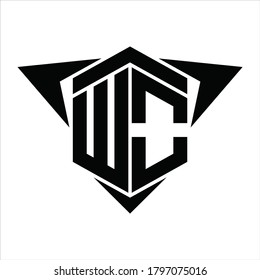 WO Logo monogram with wings arrow around design template on white background