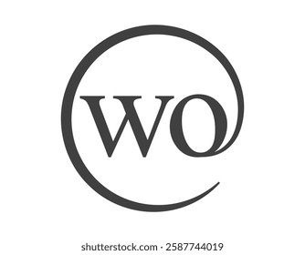 WO logo from two letter with circle shape email sign style. W and O round logotype of business company for brand identity.