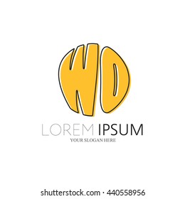 WO Logo. Vector Graphic Sphere Branding Letter Element. White Background