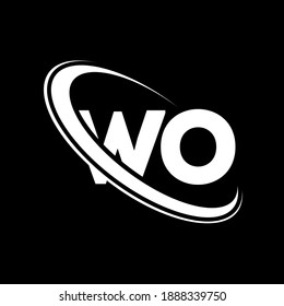 WO logo. W O design. White WO letter. WO W O letter logo design. Initial letter WO linked circle uppercase monogram logo.
