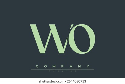 WO Modern Initials Logo Design. Branding logo with stylized initials showcasing bold design and modern aesthetic. Ideal for professional business branding or creative projects focusing on minimalistic