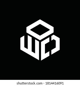 logotipo de monograma de WO con 3 plantillas de diseño de estilo de cubo aisladas en fondo negro