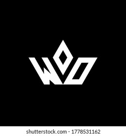 WO monogram logo with crown shape luxury style design template