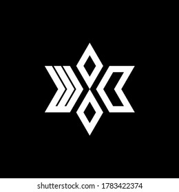 WO monogram logo with star shape and luxury style design template