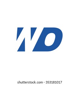 WO negative space letter logo blue