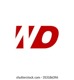 WO negative space letter logo red
