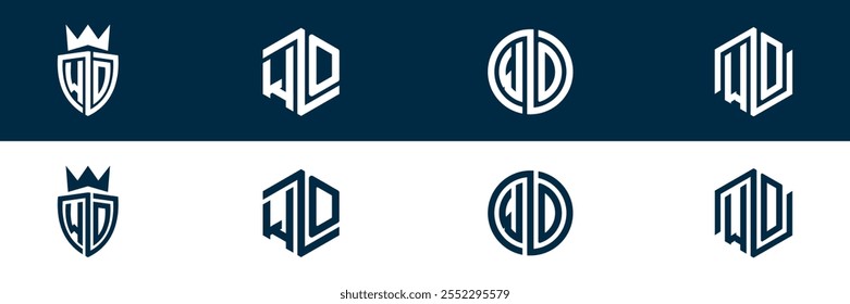 Diseño de conjunto de logotipos de letras WO OW