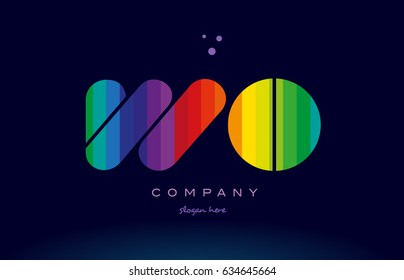 wo w o alphabet letter colorful creative colors text dots creative company logo vector icon design template