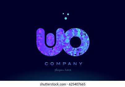 wo w o alphabet pink blue bubble circle dots creative letter company logo vector icon design template