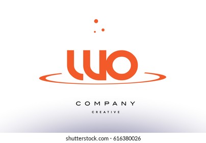 WO W O creative orange swoosh dots alphabet company letter logo design vector icon template