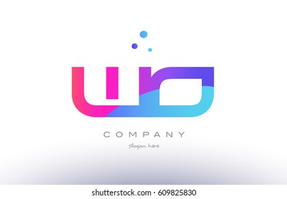 wo w o  creative pink purple blue modern dots creative alphabet gradient company letter logo design vector icon template