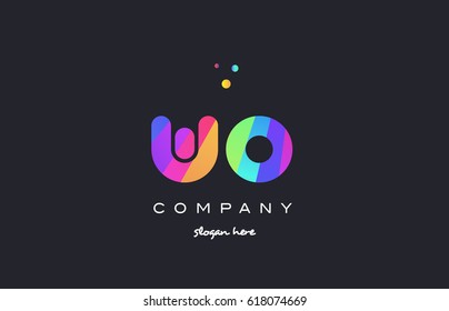 wo w o  creative rainbow green orange blue purple magenta pink artistic alphabet company letter logo design vector icon template