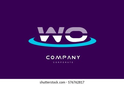 wo w o cyan magenta blue letter combination alphabet vector company logo icon sign design template 