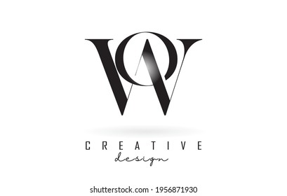 Wo w o letter design logo logotype concept with serif font and elegant style. Vector illustration icon with letters W and o.