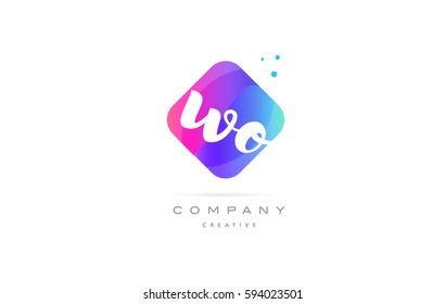 wo w o  pink blue rhombus abstract 3d alphabet company letter text logo hand writting written design vector icon template 
