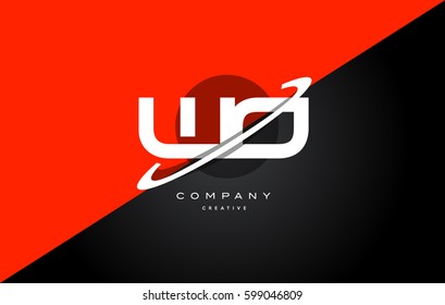 wo w o  red black white technology swoosh alphabet company letter logo design vector icon template 