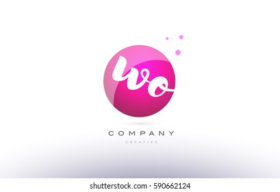 wo w o  sphere pink 3d alphabet company letter combination logo hand writting written design vector icon template 