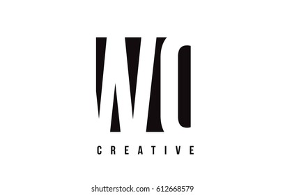 WO W O White Letter Logo Design with Black Square Vector Illustration Template.