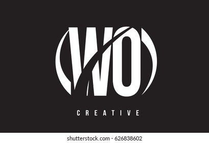 WO W O White Letter Logo Design with White Background Vector Illustration Template.