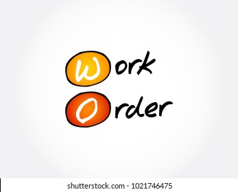 WO - Work Order acronym, business concept background