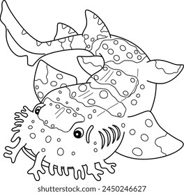 Wobbegong Shark Isolated Coloring Page for Kids