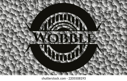 Empujar emblema oscuro con el fondo de burbujas grises. Retro. Ilustración vectorial. Detallado. 