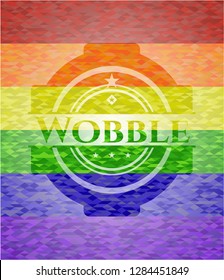 Wobble on mosaic background with the colors of the LGBT flag