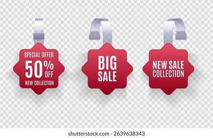 Wobbler mockup with shelf tag for promo sale design sticker round 3d hanger point of sale template discount button label shop market department store talker paper blank sign plastic circle

