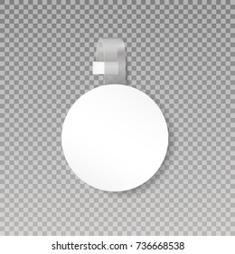 Wobbler or sales point tag mock up. Blank White Round Papper Plastic Advertising Price Wobbler Front view.  isolated on transparent background. Vector illustration. Eps 10.