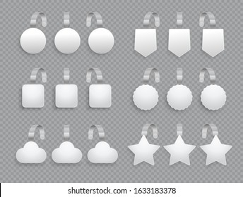 Wobbler template. Promotion pointing wobbler for supermarket sale announcement of various shapes in realistic style. Vector set.