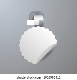 Wobblers mockup. Round, square and square white paper stickers on plastic transparent strip mock up
