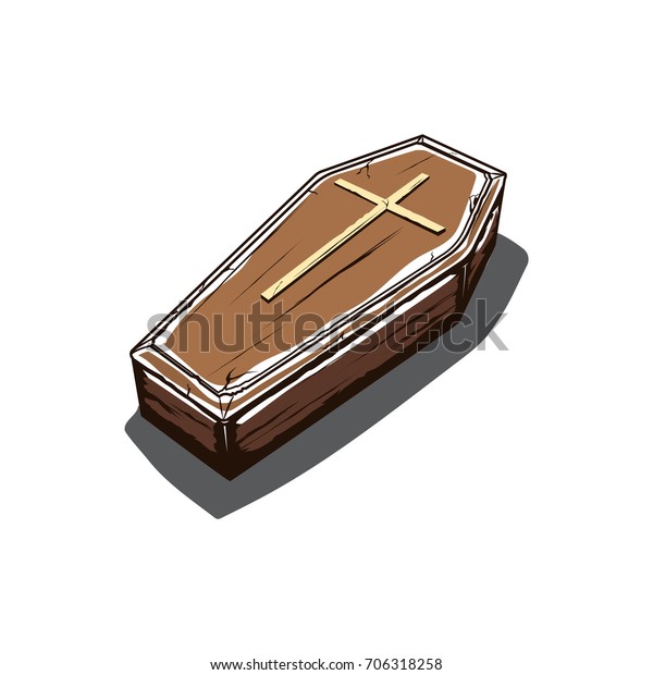 Wodden Coffin Cross Symbol Casket Vector Stock Vector (Royalty Free ...