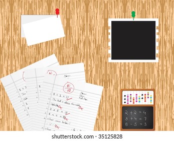 wodden pattern background with education supplies
