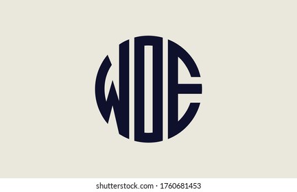 WOE Circle Emblem Abstract Monogram Letter Mark Vector Logo Template