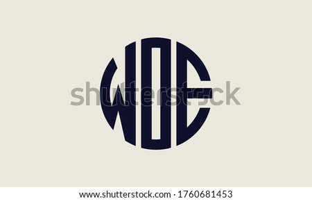 WOE Circle Emblem Abstract Monogram Letter Mark Vector Logo Template