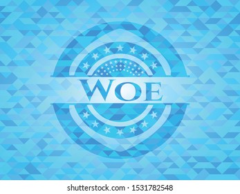 Woe realistic light blue mosaic emblem