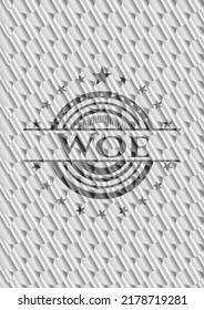 Woe silver shiny emblem. Scales pattern. Vector Illustration. Detailed. 