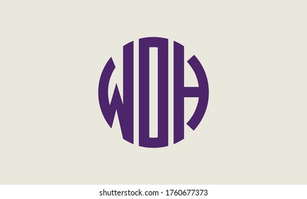 Plantilla de logotipo de marca vectorial de la letra monográfica de WOH Circle Emblem Resumen