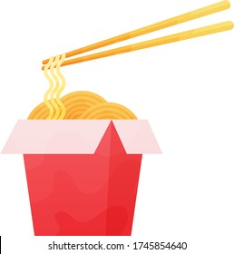 wok box food asian ramen delivery noodles illustration.