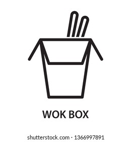 Wok box icon. Container for asian food. Stroke outline style. Vector. Isolate on white background.