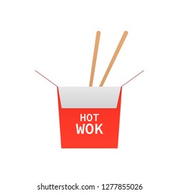 Wok box, vector image isolated on white backgroun