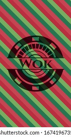 Wok christmas badge background. Vector Illustration. Detailed.