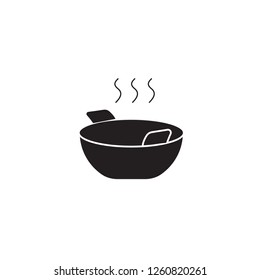 Wok cooking black vector concept icon. Wok cooking flat illustration, sign