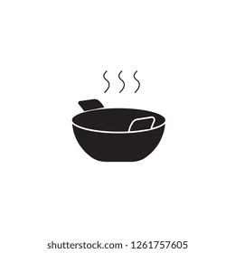Wok cooking black vector concept icon. Wok cooking flat illustration, sign