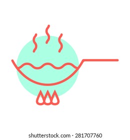 wok dripping pan thin line emblem. concept of cuisine, domestic, chinese depends, catering, dinner, lunch. isolated on white background. flat style trend modern logotype design vector illustration