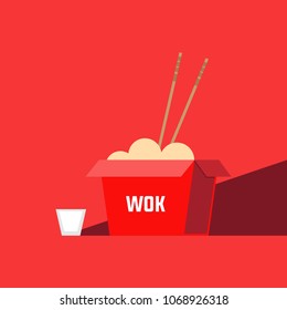 Wok food in flat style