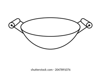 Cocina de sartén o cacerola china en icono vectorial