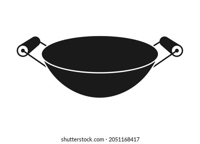 Cocina de sartén o cacerola china en icono vectorial