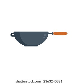 Wok fry pot icon flat vector. Cooking oil. Asian cook isolated