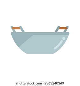 Wok frying pan icon flat vector. Fry cooking. Oil stove isolated